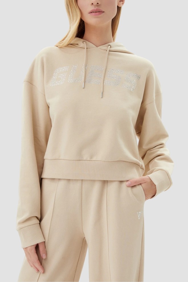 GUESS Beżowa bluza damska z cyrkoniami Primula