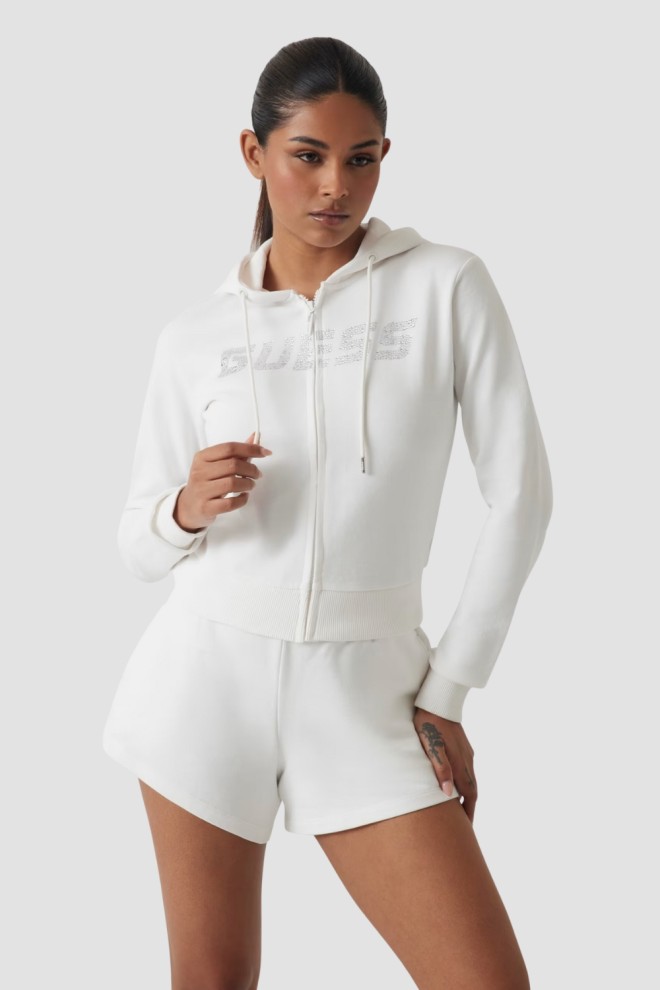 GUESS Biała damska bluza z cyrkoniami Primula