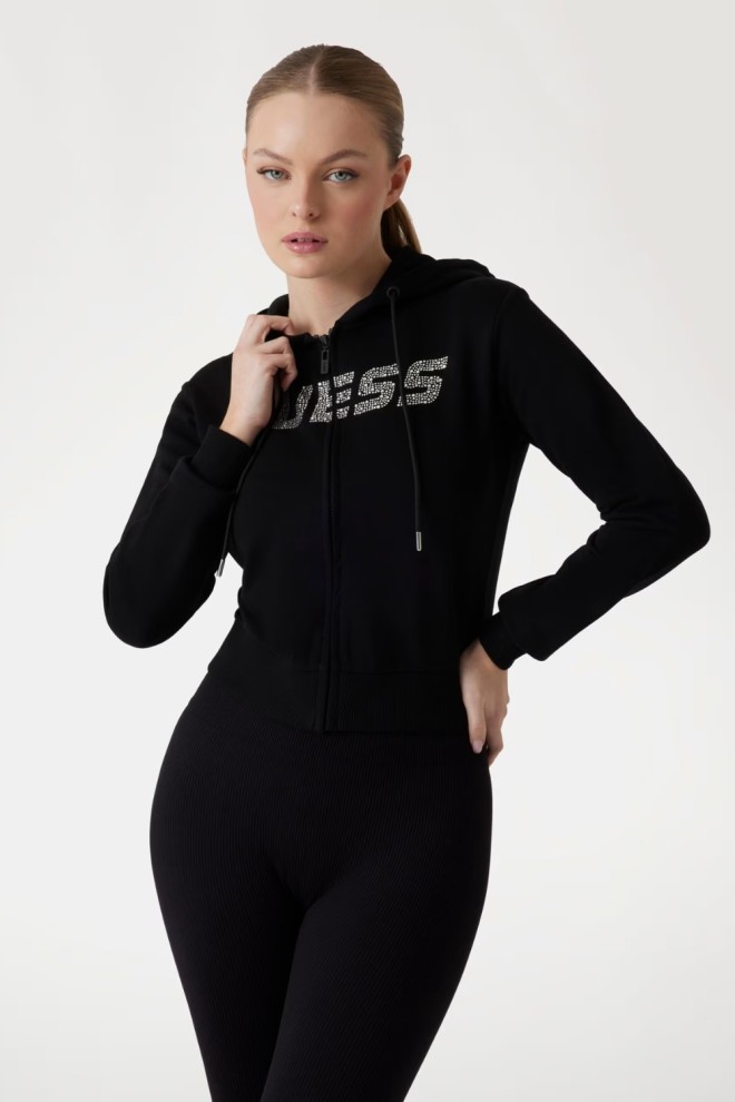 GUESS Czarna damska bluza z cyrkoniami Primula