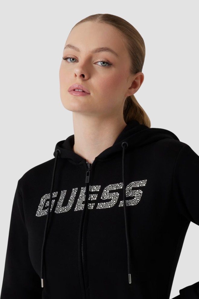 GUESS Tricou negru pentru femei cu zirconiu Primula