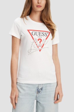 GUESS Biały damski t-shirt...