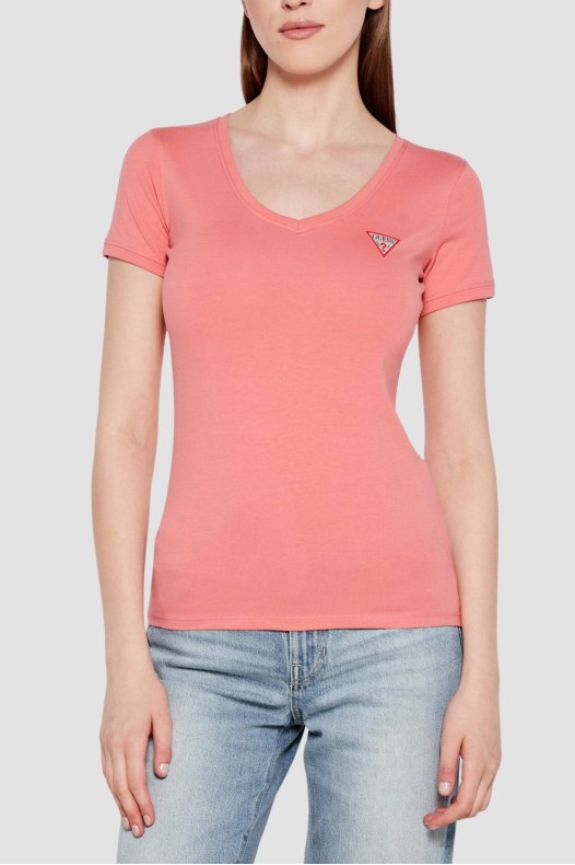 GUESS Różowy damski t-shirt...