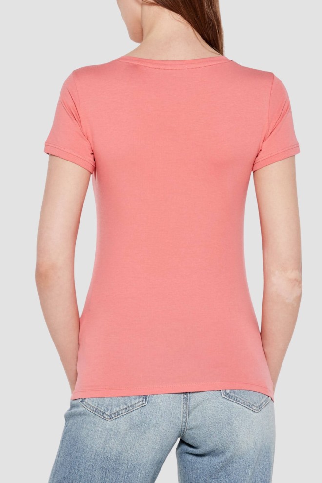 Mini tricou cu triunghi pentru femei GUESS Pink