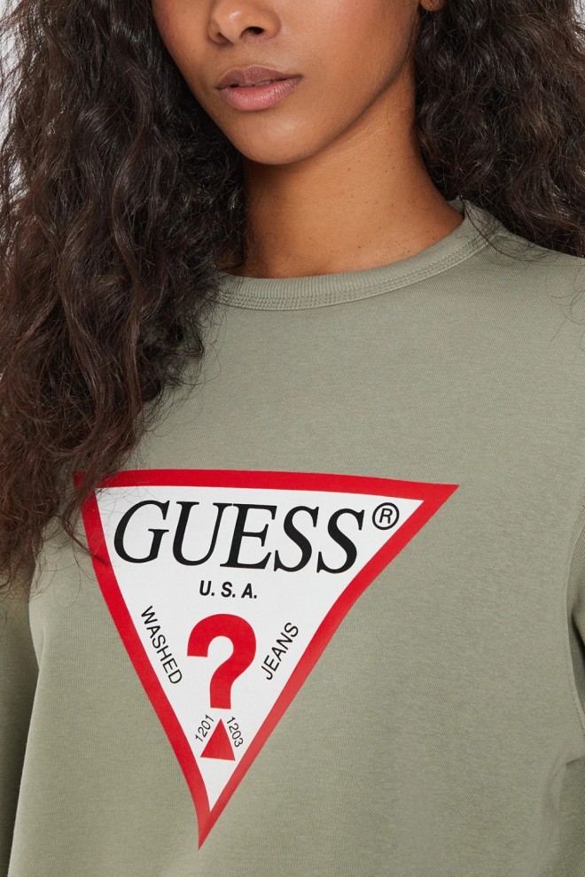 GUESS Green women's sweatshirt with large logo Original Fleece