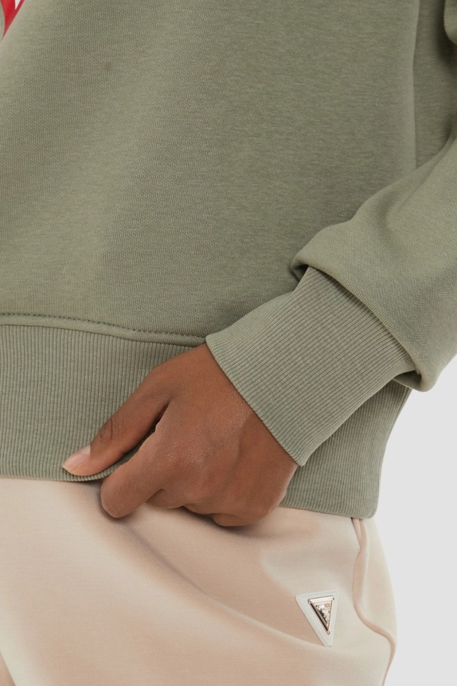 GUESS Зелений жіночий світшот з великим логотипом Original Fleece