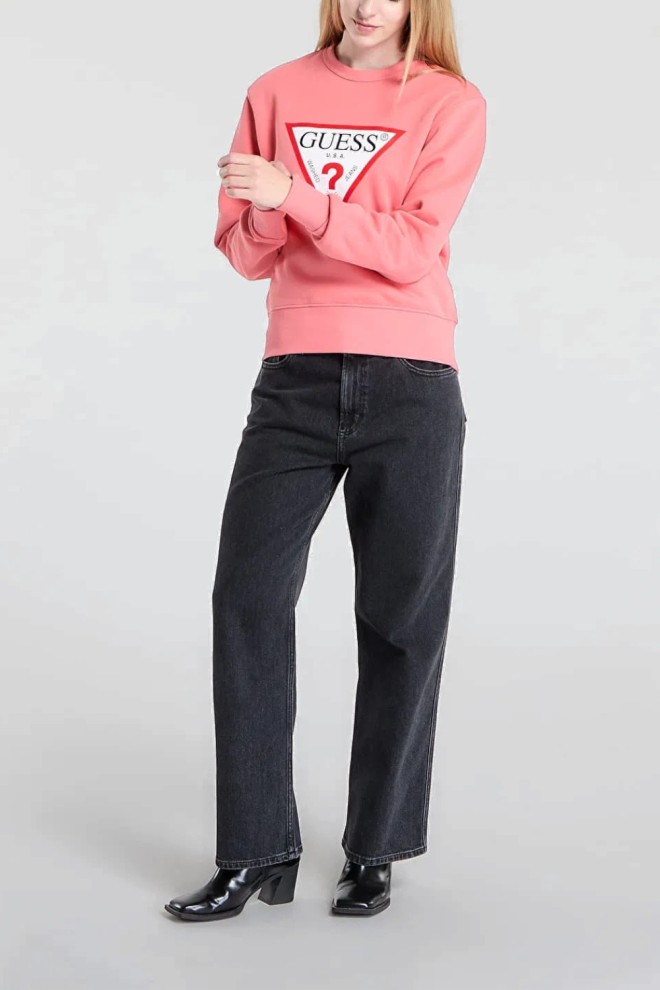 Hanorac original din fleece pentru femei GUESS Pink