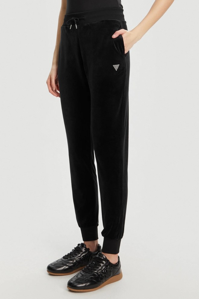GUESS Czarne damskie spodnie dresowe Couture, Rozmiar S