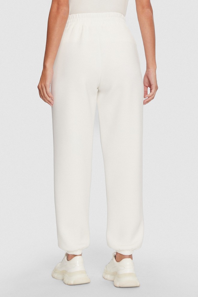 GUESS Pantaloni de trening ecru pentru femei Cecilia Scuba