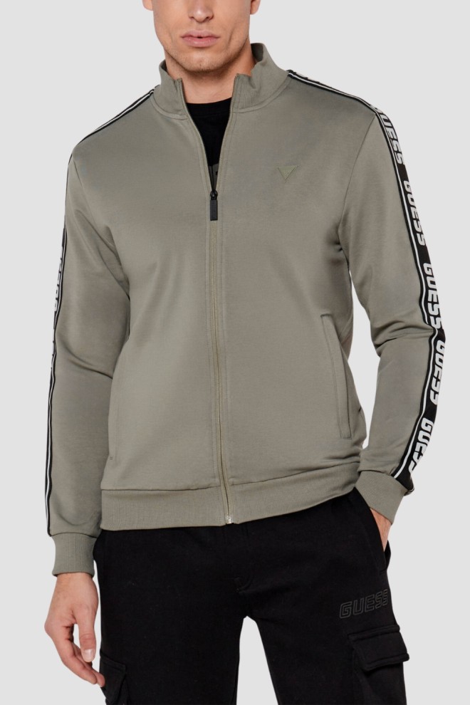 GUESS Zielona męska bluza z lampasami New Arlo