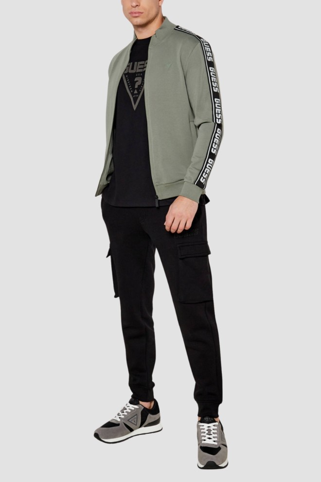 GUESS Green men's sweatshirt with New Arlo stripes