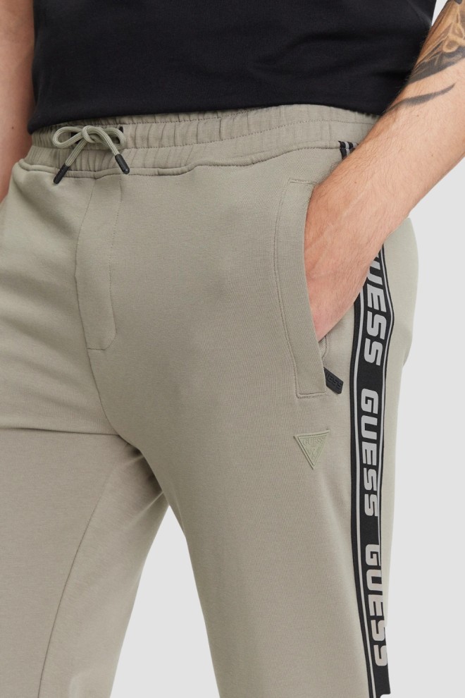 Pantaloni de trening cu dungi GUESS Green New Arlo pentru bărbați