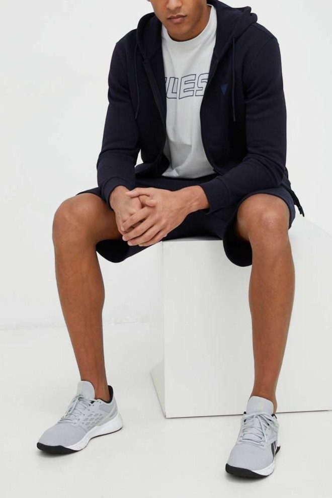 GUESS Men's navy blue Aldwin unbuttoned sweatshirt