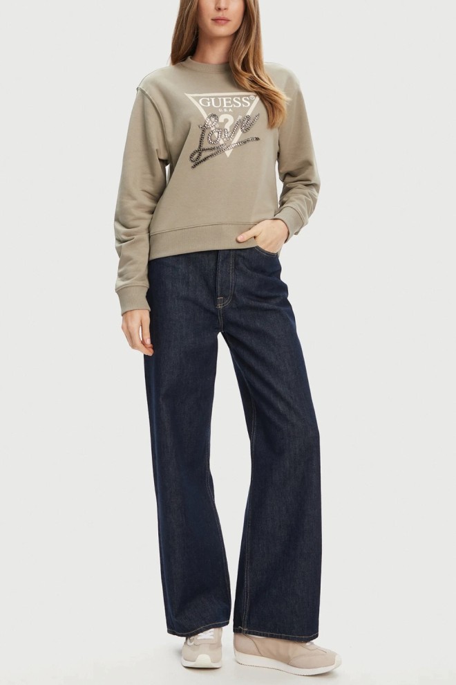 GUESS Green Women's Studded Love Sweatshirt