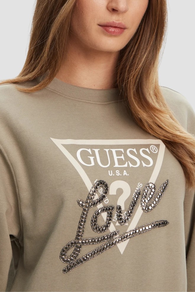 Жіночий світшот GUESS Зелений з шипами Love