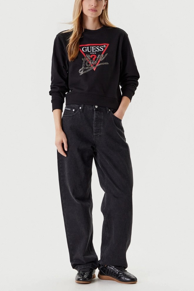 GUESS Black Women's Studded Love Sweatshirt