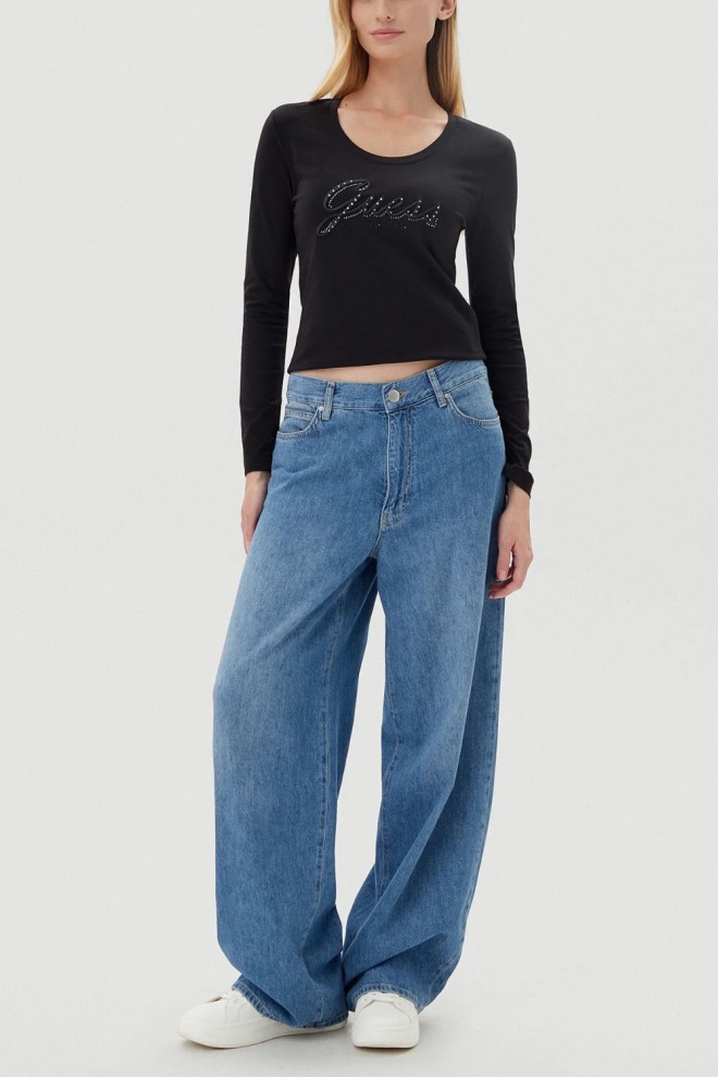 GUESS Black women's Embro Script longsleeve