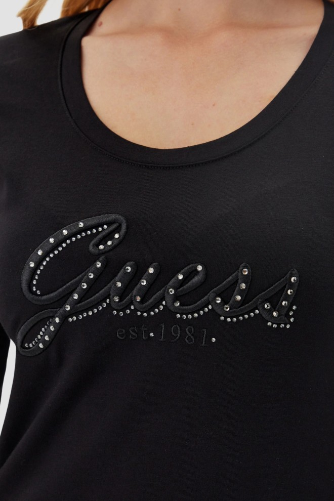 GUESS Black women's Embro Script longsleeve