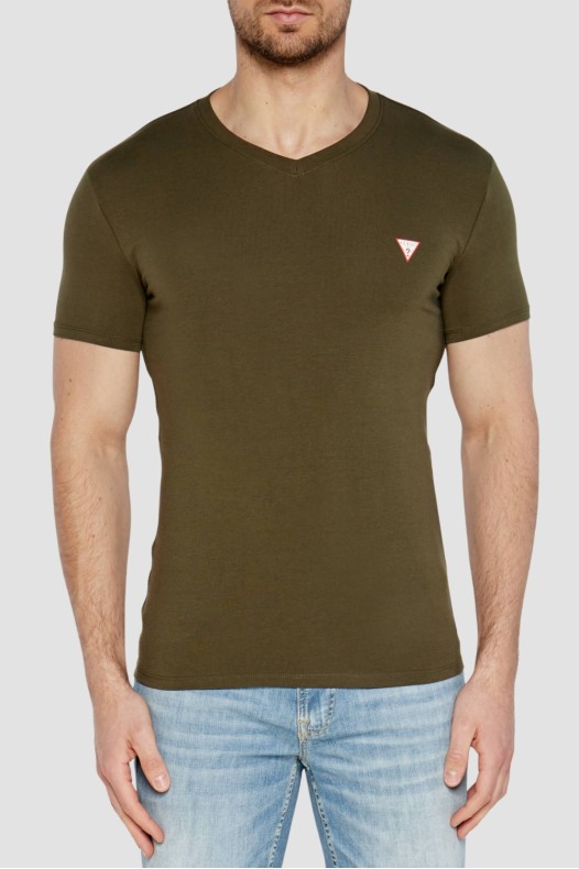 GUESS Zielony męski t-shirt...