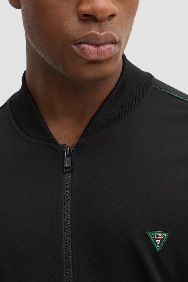 GUESS Black Men's Truck Interlock Unbuttoned Sweatshirt