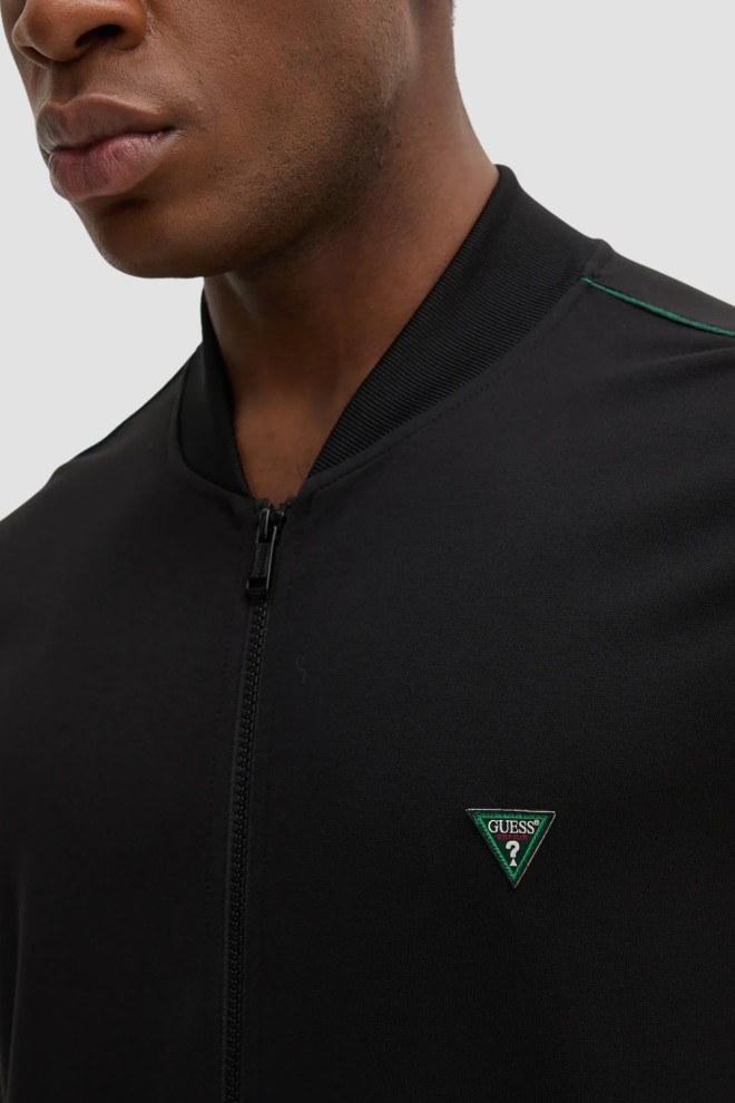 GUESS Black Men's Truck Interlock Unbuttoned Sweatshirt