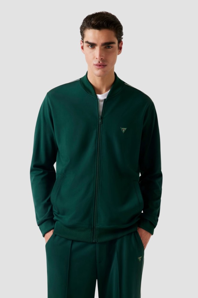 GUESS Green men's Truck Interlock unbuttoned sweatshirt