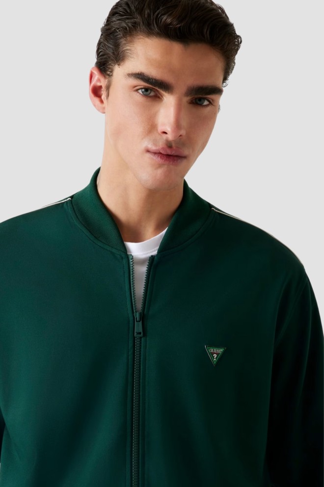 GUESS Green men's Truck Interlock unbuttoned sweatshirt