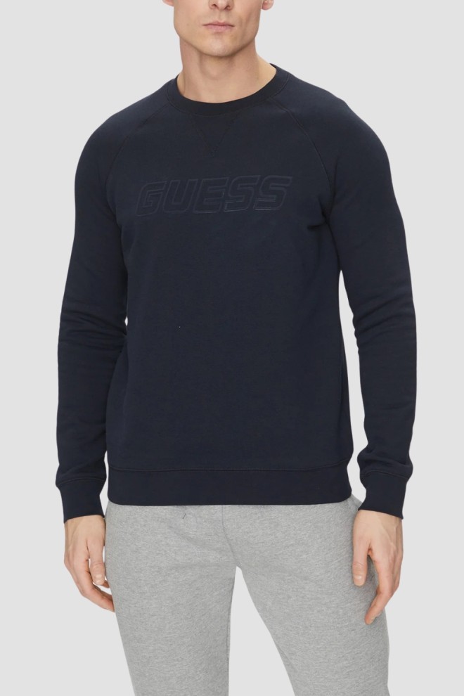 GUESS Men's navy blue New Aldwin sweatshirt