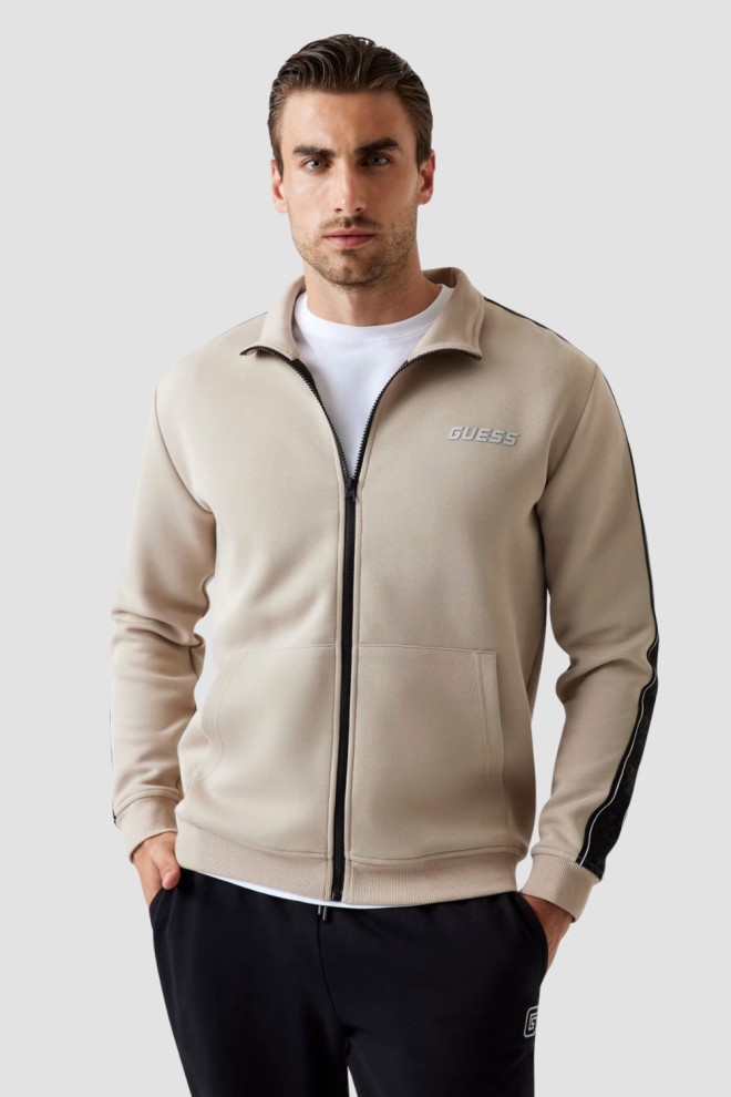 GUESS Beżowa bluza męska z lampasami Mickey