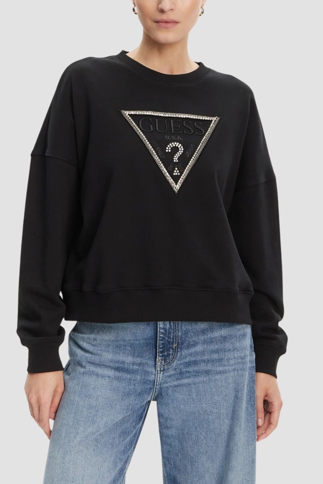 GUESS Czarna damska bluza z cyrkoniami Rachele