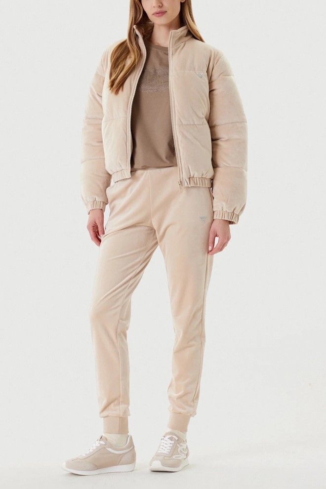 GUESS Beige Suede Women's Couture Puffer Jacket