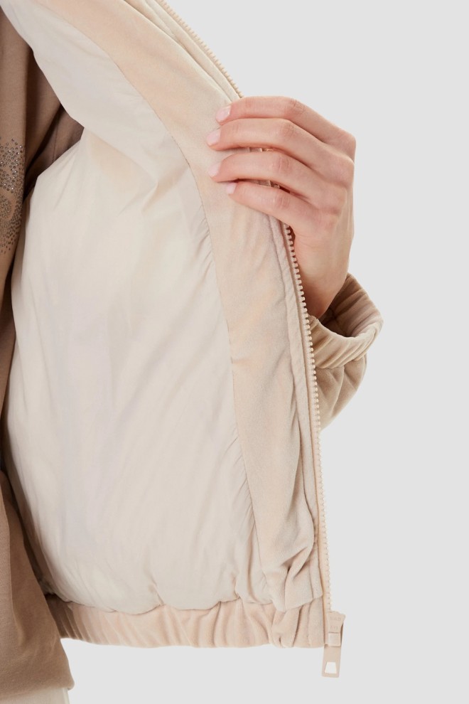 GUESS Beige Suede Women's Couture Puffer Jacket