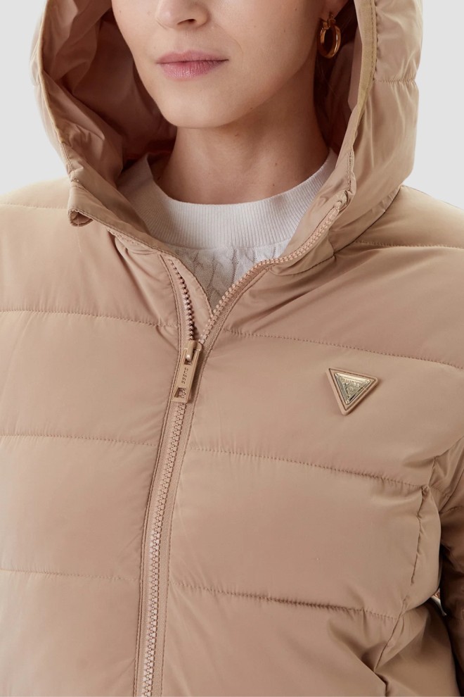 GUESS Коричнева довга жіноча куртка New Aleta