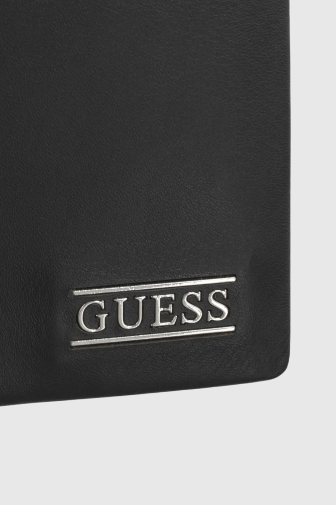 GUESS Portofel negru Torino Bifold pentru bărbați