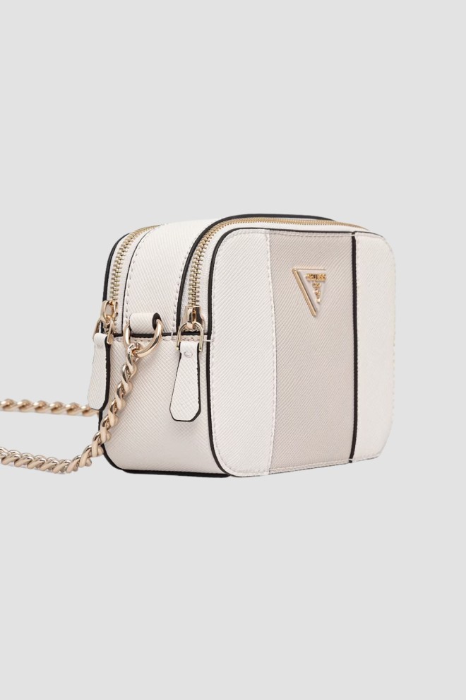 GUESS Women's white and beige Noelle II clutch bag