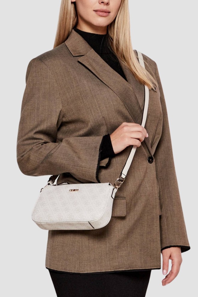 Geantă de ambreiaj 2-in-1 Noelle II albă pentru femei GUESS 