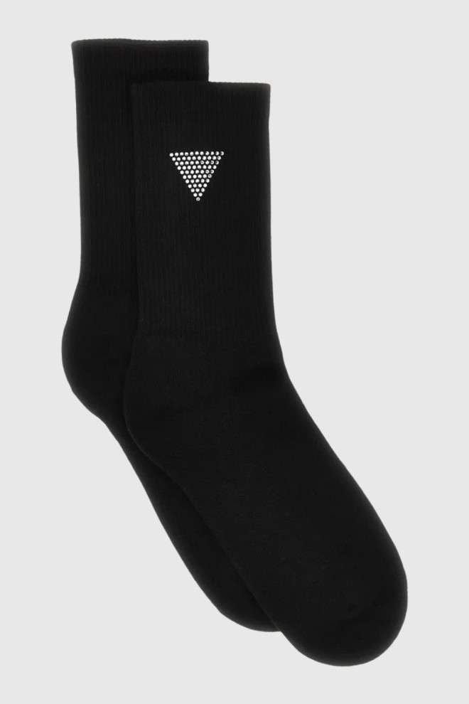 GUESS Șosete sport negre pentru femei cu pietre prețioase