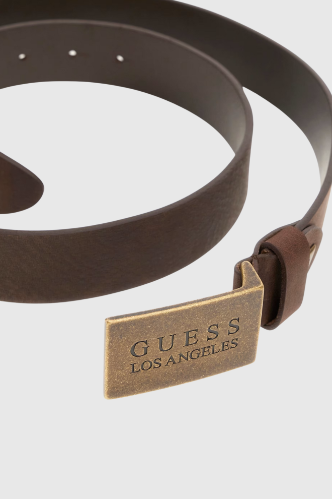 GUESS Cureaua din piele naturală GUESS Brown Algarve pentru bărbați