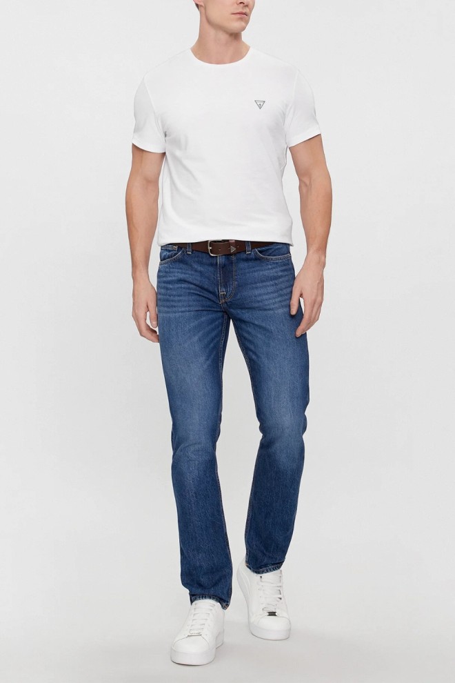 Set 2PACK tricou alb Caleb Hero pentru bărbați GUESS 