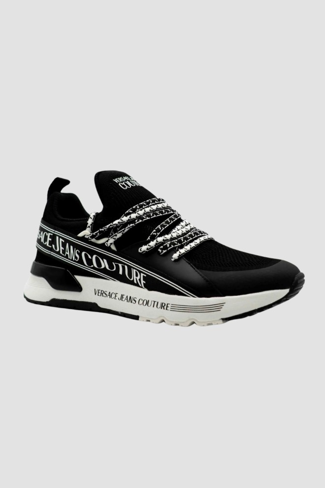 VERSACE JEANS COUTURE Black men's Fondo Dynamic Dis sneakers. Sa3