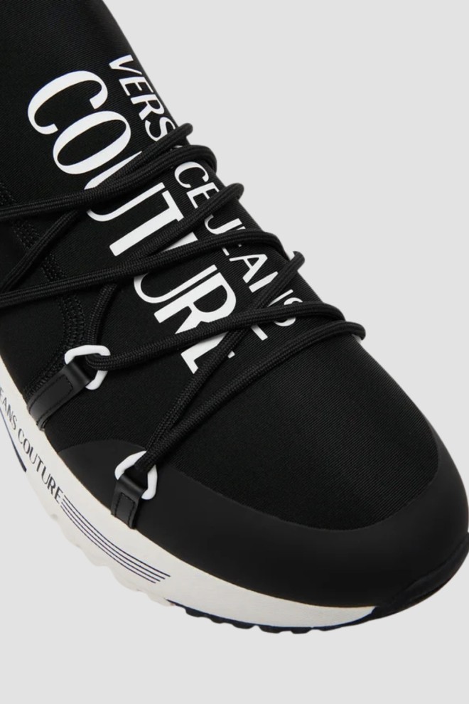 VERSACE JEANS COUTURE Black men's Fondo Dynamic Dis sneakers. Sa6