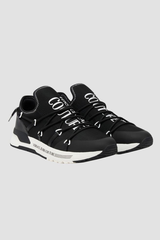 VERSACE JEANS COUTURE Black men's Fondo Dynamic Dis sneakers. Sa6