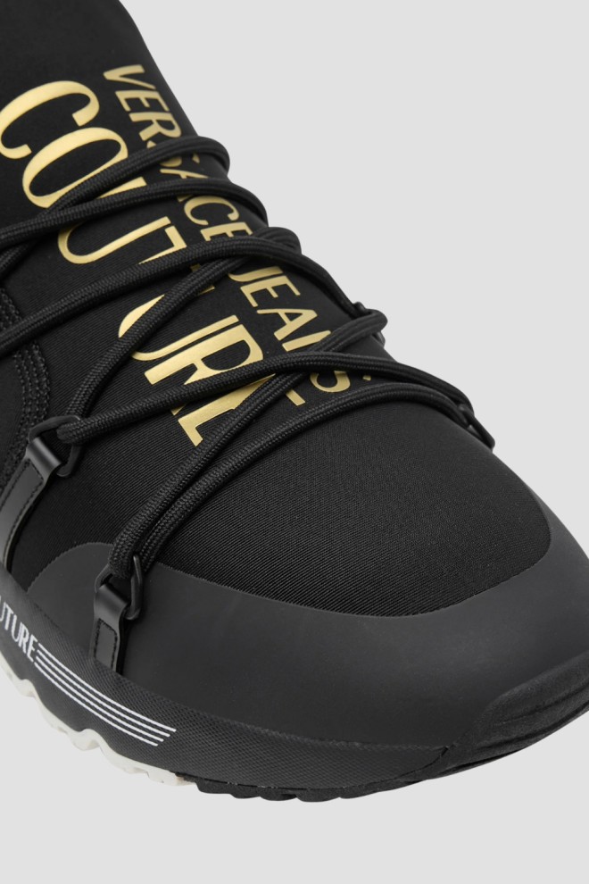 VERSACE JEANS COUTURE Black men's Fondo Dynamic Dis sneakers. Sa6