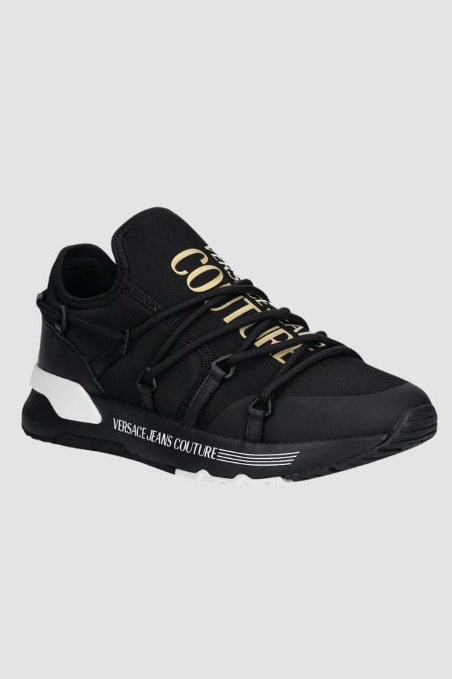 VERSACE JEANS COUTURE Black men's Fondo Dynamic Dis sneakers. Sa6