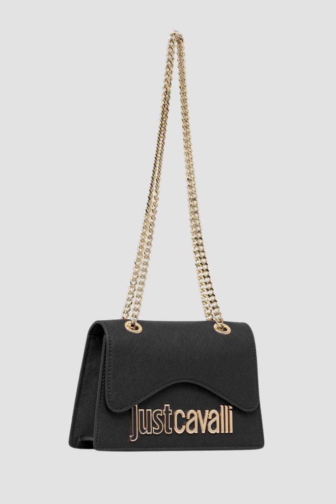 JUST CAVALLI Czarna mini torebka damska Metal Lettering Style 7