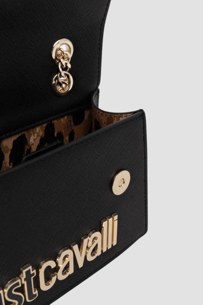 JUST CAVALLI Black Women's Mini Handbag Metal Lettering Style 7