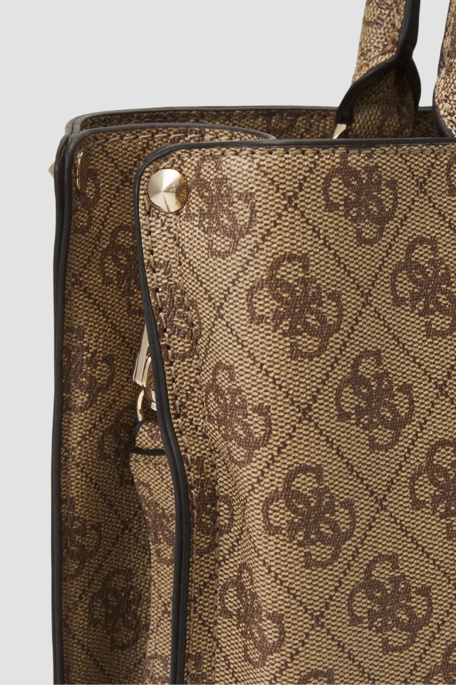 Geantă de mână pentru femei cu logo GUESS Brown Meridian