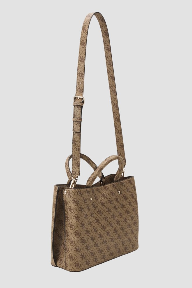 Geantă de mână pentru femei cu logo GUESS Brown Meridian