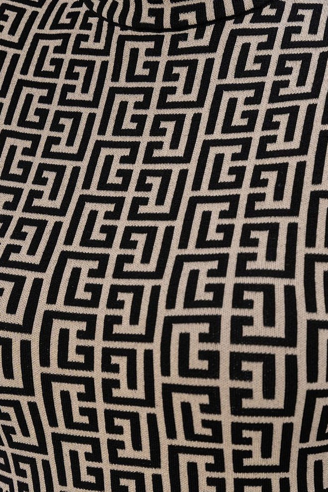 Bluză cu guler înalt cu monogramă neagră pentru femei BALMAIN 