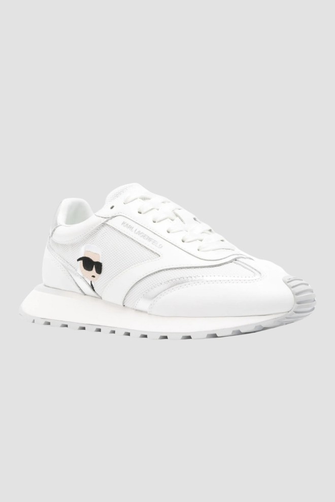 KARL LAGERFELD White women's Kapri Karl NFT Lo Lace leather sneakers