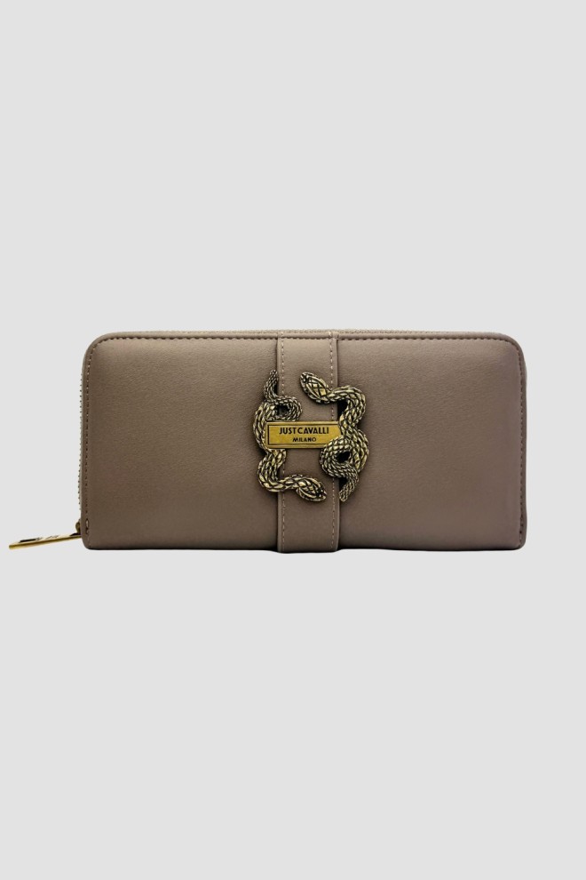 JUST CAVALLI Women's wallet in taupe Iconic Snakes - Style 15